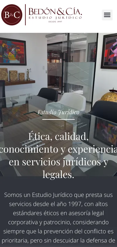 Versión móvil del sitio de Bedón & Cía