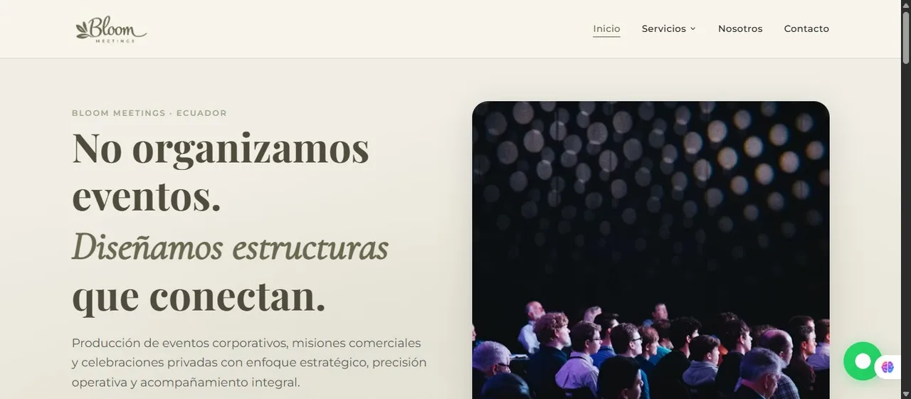 Sitio web de Bloom Meetings desarrollado por La Guayaba