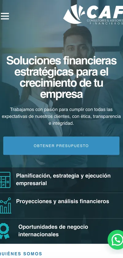 Versión móvil del sitio de CAF Consultores