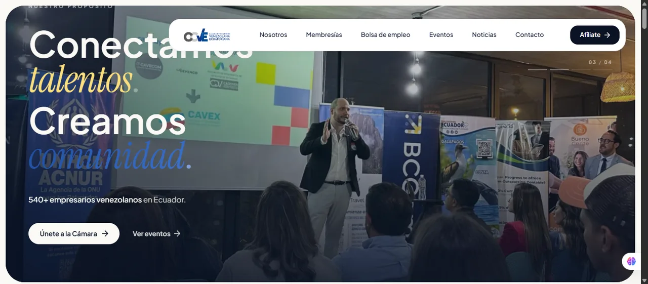 Sitio web de CCVE desarrollado por La Guayaba