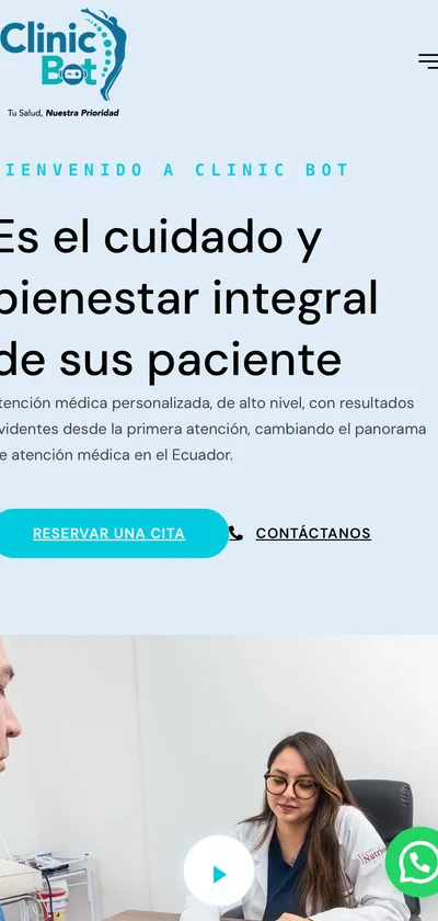 Versión móvil del sitio de ClinicBot