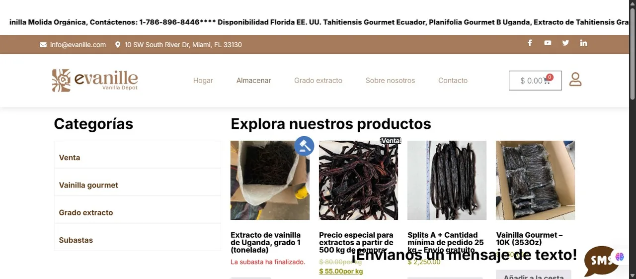 Sitio web de Evanille desarrollado por La Guayaba