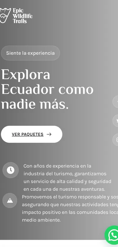 Versión móvil del sitio de Epic Wildlife Trails