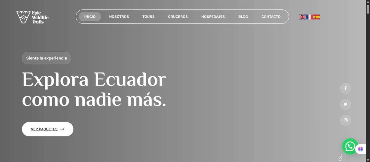 Sitio web de Epic Wildlife Trails desarrollado por La Guayaba