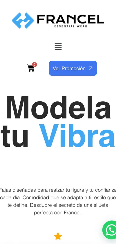 Versión móvil del sitio de Francel Store
