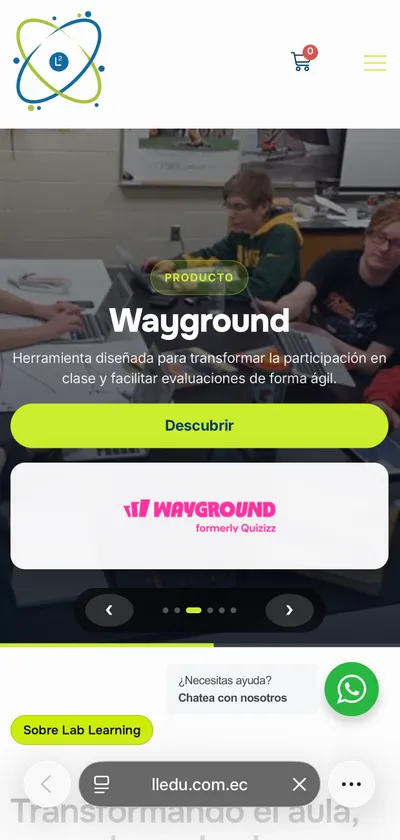 Versión móvil del sitio de Lab Learning