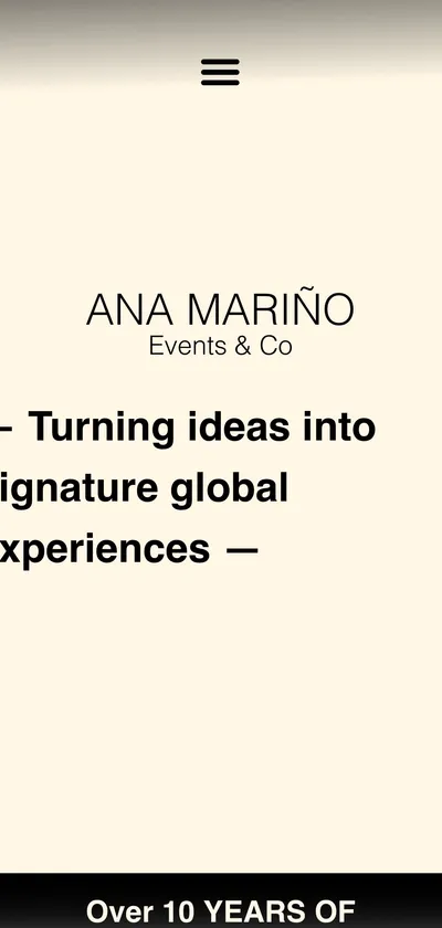 Versión móvil del sitio de Marino Events & Co