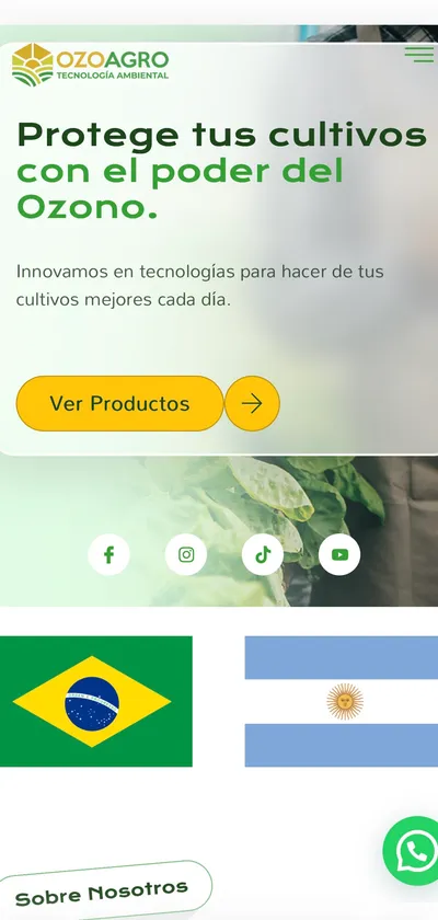 Versión móvil del sitio de Ozoagro
