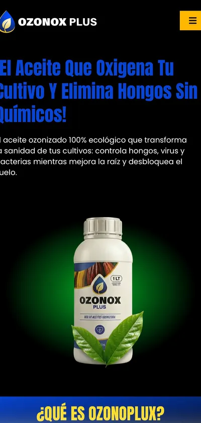 Versión móvil del sitio de Ozonox Plus
